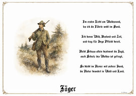Chasseurs – Tableau de corporation accompagné d'un poème sur Marcus Achberger