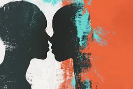 Abstracte silhouetten van een koppel in kleur van Art & Soul Creations