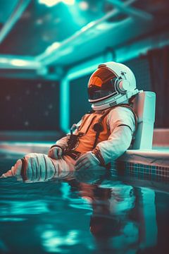 Astronaut bij het zwembad van drdigitaldesign