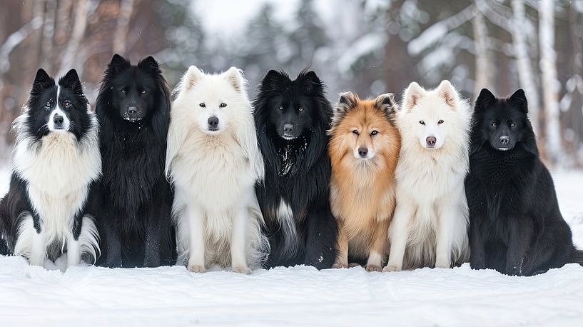 Group photo dogs in the snow by Egon Zitter