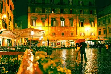 Rome Piazza di Trastevere by night van rene marcel originals