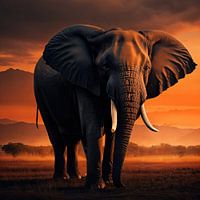 Olifant in het licht van de ondergaande zon
