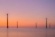 Windturbines in een offshore windpark tijdens zonsondergang met lange belichting van Sjoerd van der Wal Fotografie thumbnail