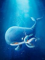 schattige walvis met een baby