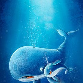 cute whale with a baby by Stefan Lohr