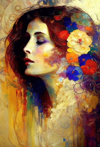 Vrouw met bloemen in het haar