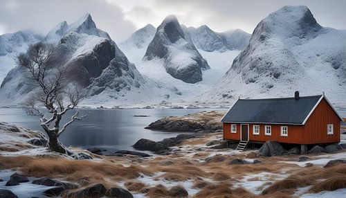 Boerderij in de fjord, Lofoten