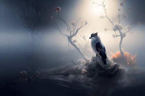 Autumn: Enchanting Birds, or Foxes, in the Mist: Fantasy Art with Surreal Elements
