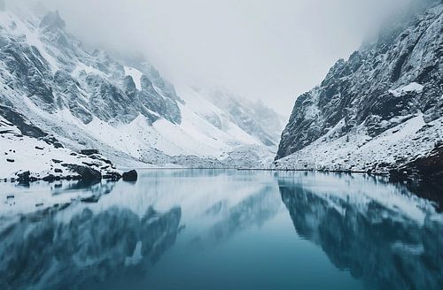 Mountain lake in winter