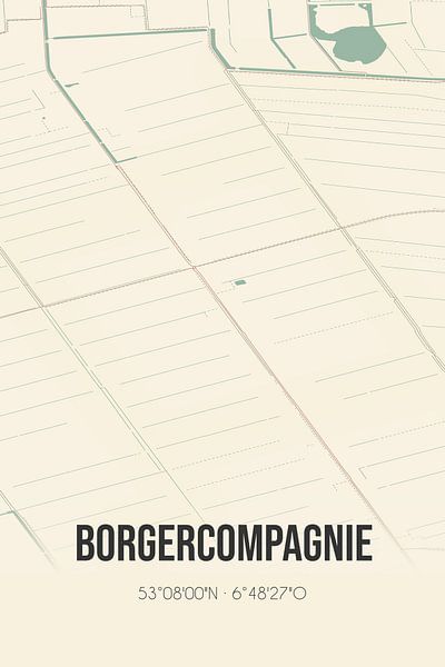 Carte ancienne de Borgercompagnie (Groningen) par Affiches de lieux