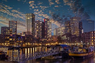 De Leuvehaven in Rotterdam bij zonsondergang van U&U Art
