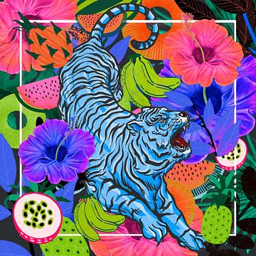 Tiger in Summer Jungle van Marja van den Hurk