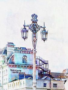 Viktorianische Straßenlaterne und Hotel Brighton