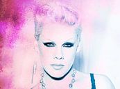 Pink Modern Abstract Portrait in Pink, Purple, Blue by Art By Dominic thumbnail