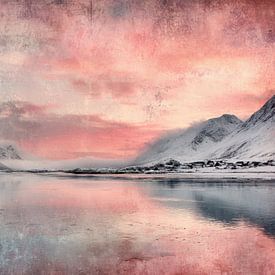 Winterliche Bergkulisse bei Sonnenuntergang - Bildende Kunst von BowiScapes – Kunst und urbane Wandgestaltung