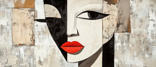 Geometrisch portret in zwart-wit