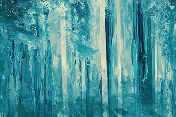 Forêt abstraite surréaliste avec des nuances de bleu