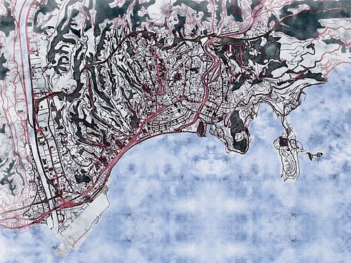 Kaart van Nice in de stijl 'White Winter'
