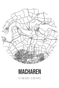 Macharen (North Brabant) | Map | Black and White by Rezona