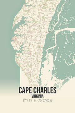 Carte ancienne de Cape Charles (Virginie), USA. sur Rezona