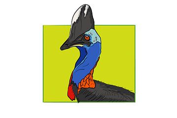 Kasuaris vogel ingekleurd van Teun Poppelaars
