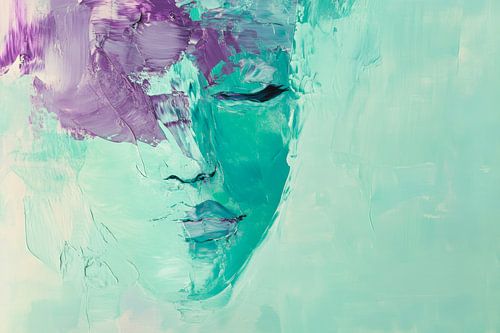 Woman's face in Turquoise Reflection