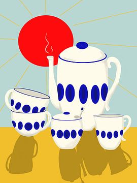 Tea set in afternoon sun by Linda van Moerkerken