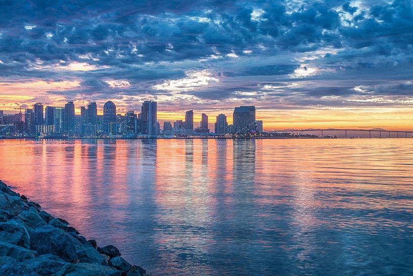 San Diego Harbor - Dark Sky, Orange Water by Joseph S Giacalone Photography