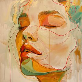 Dreamy face abstract and colourful by Wilma Mesman