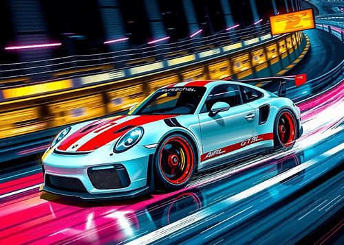 De witte Porsche 911 GT3 RS op circuit