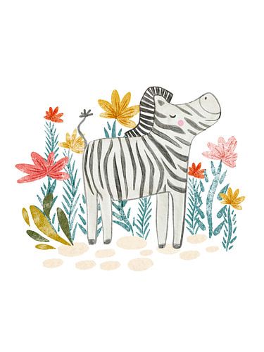 Zebra en bloemen