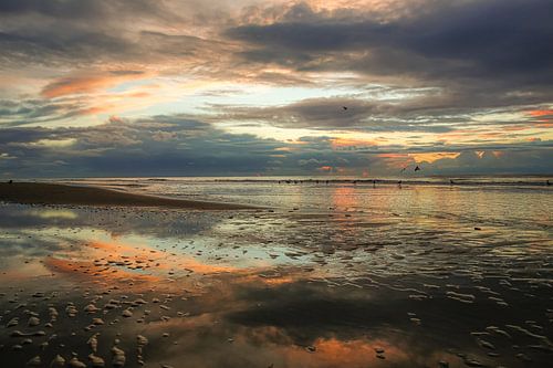 Color palette on beach at sunset