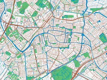 Kaart van Leiden in de stijl Urban Ivory van Map Art Studio