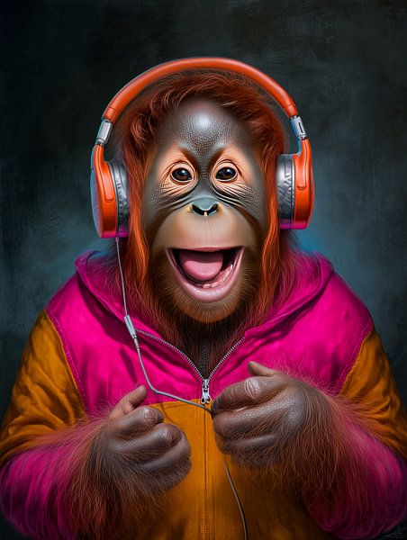 La musique dans le sang - Orangutan avec des écouteurs par MArt