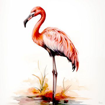Stehender Flamingo in fuzzy peach von Lauri Creates