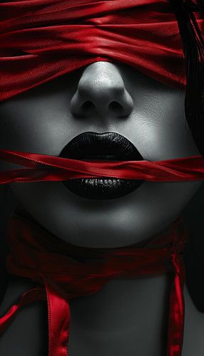 Vrouw met blinddoek staand panorama