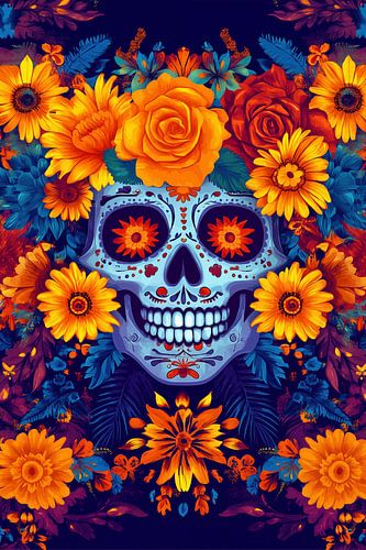 Dia de los Muertos portret met bloemen