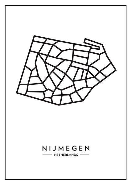 Nijmegen from above - abstract play of lines with character by Muurmap - Jouw Favorite stad of wijk aan de muur