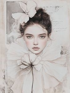 Vintage-Porträt im Mixed-Media-Stil