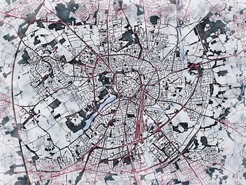 Kaart van Münster in de stijl 'White Winter' van Maporia