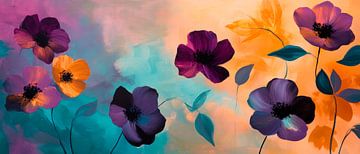 Paysage floral coloré - Abstrait sur Poster Art Shop