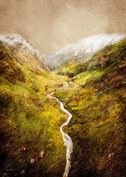 Aosta Italien Landschaftsmalerei #italy von JBJart Justyna Jaszke