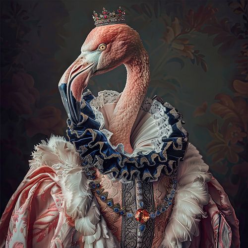 Flamingo - Barok dierenportret met kroon