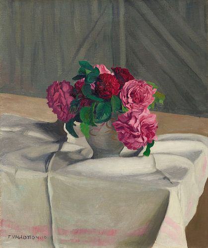 Félix Vallotton - Roses in a white sugar bowl (1910)