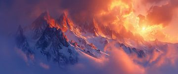 Bergpanorama zonsopgang van fernlichtsicht