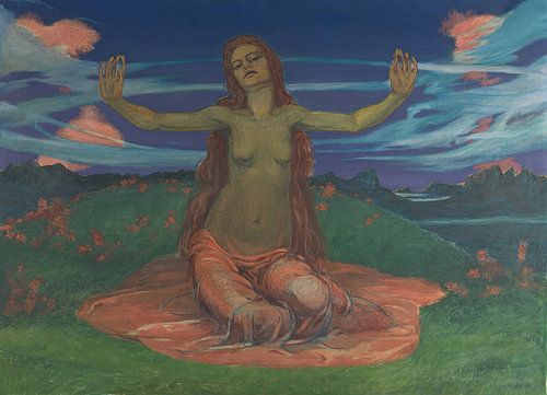 August Babberger - Woman on meadow 'Awakening'