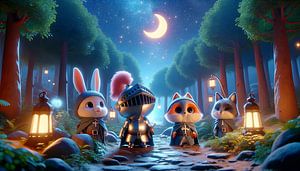 Marche nocturne au clair de lune lumineux