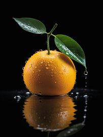 fresh orange fruit black background created with Generative AI t by Markus Gann