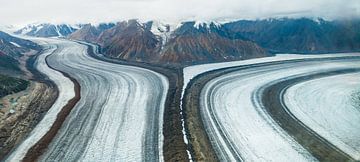 Luchtfoto van de Kaskawulsh-gletsjer
