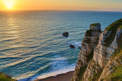 Zonsondergang  bij Étretat - Normandië